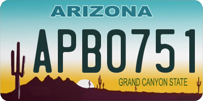 AZ license plate APB0751