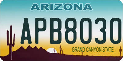 AZ license plate APB8030