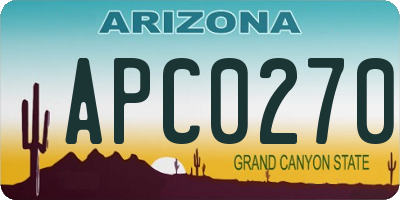 AZ license plate APC0270