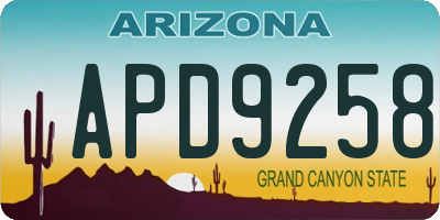 AZ license plate APD9258