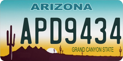 AZ license plate APD9434