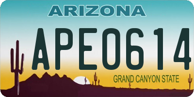 AZ license plate APE0614