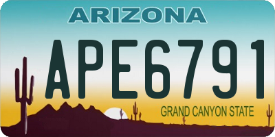 AZ license plate APE6791