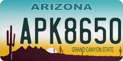 AZ license plate APK8650