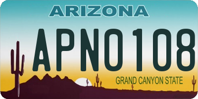 AZ license plate APN0108