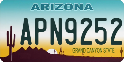 AZ license plate APN9252