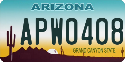 AZ license plate APW0408