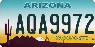 AZ license plate AQA9972