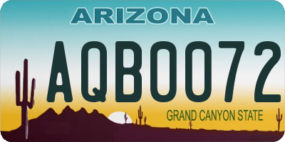 AZ license plate AQB0072