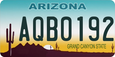 AZ license plate AQB0192