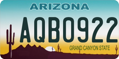 AZ license plate AQB0922