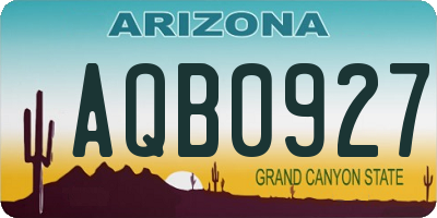 AZ license plate AQB0927