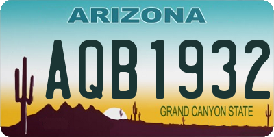 AZ license plate AQB1932