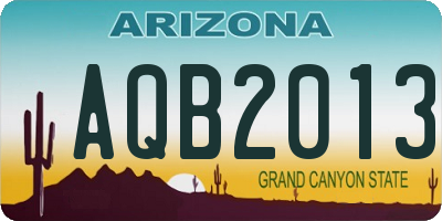 AZ license plate AQB2013