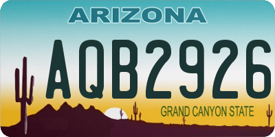 AZ license plate AQB2926