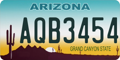 AZ license plate AQB3454