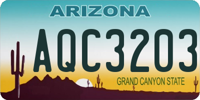 AZ license plate AQC3203