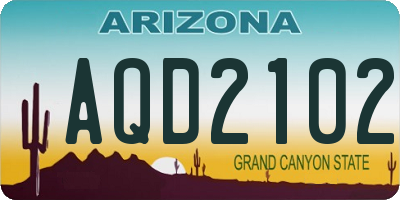 AZ license plate AQD2102