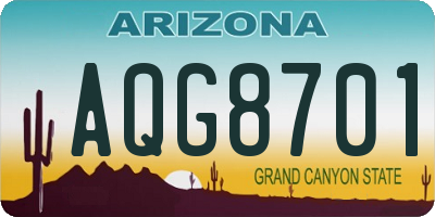 AZ license plate AQG8701