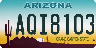 AZ license plate AQI8103