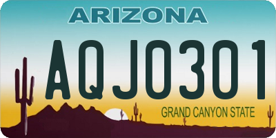 AZ license plate AQJ0301