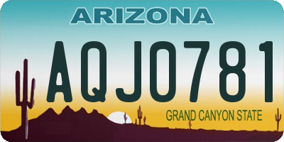 AZ license plate AQJ0781