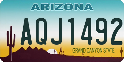 AZ license plate AQJ1492
