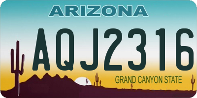 AZ license plate AQJ2316