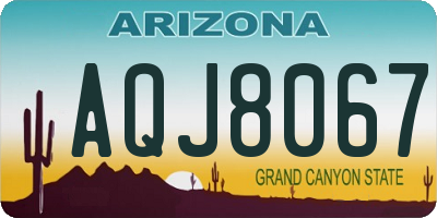 AZ license plate AQJ8067