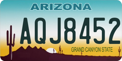 AZ license plate AQJ8452