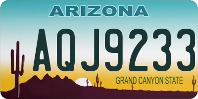 AZ license plate AQJ9233