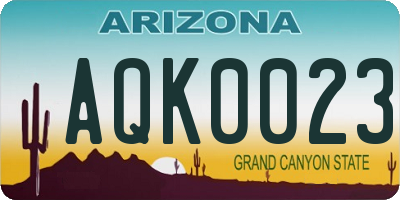 AZ license plate AQK0023