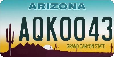 AZ license plate AQK0043