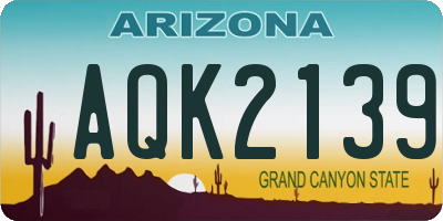 AZ license plate AQK2139
