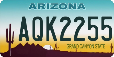 AZ license plate AQK2255