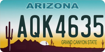 AZ license plate AQK4635
