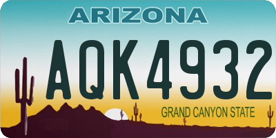 AZ license plate AQK4932