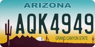 AZ license plate AQK4949