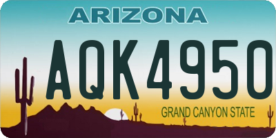 AZ license plate AQK4950