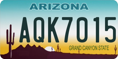 AZ license plate AQK7015