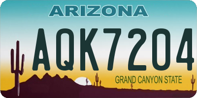 AZ license plate AQK7204