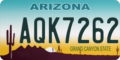 AZ license plate AQK7262
