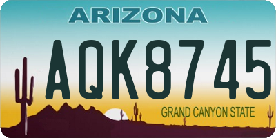 AZ license plate AQK8745