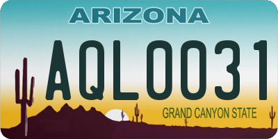 AZ license plate AQL0031