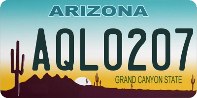 AZ license plate AQL0207