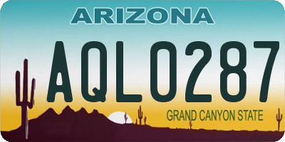 AZ license plate AQL0287