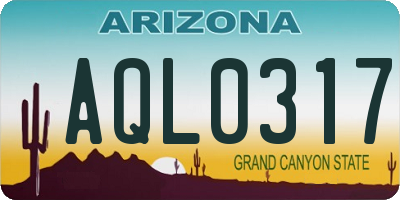 AZ license plate AQL0317
