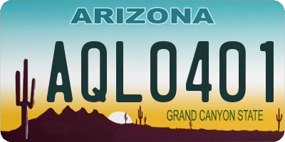 AZ license plate AQL0401