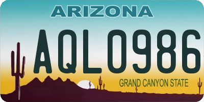 AZ license plate AQL0986