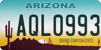 AZ license plate AQL0993